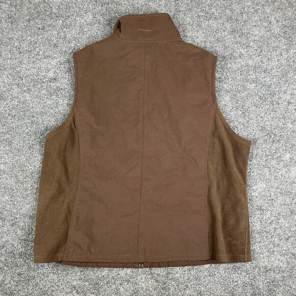 Columbia Fleece Vest Men's 2X Brown Full Zip Outdoor Hiking Layering Jacket - Picture 8 of 9